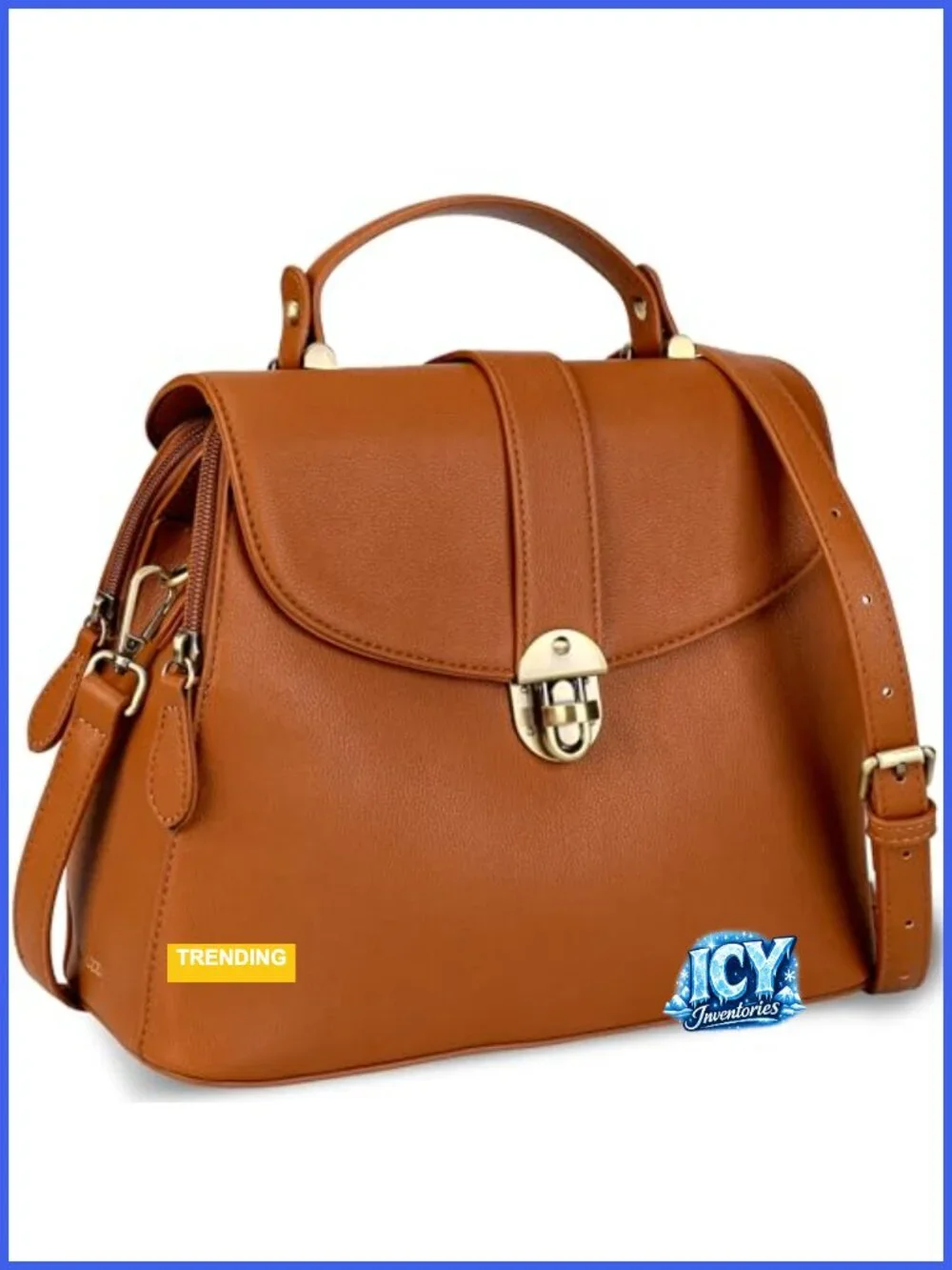 Vegan Leather Top Handle Handbag 3-in-1 Satchel Crossbody Shoulder Purse